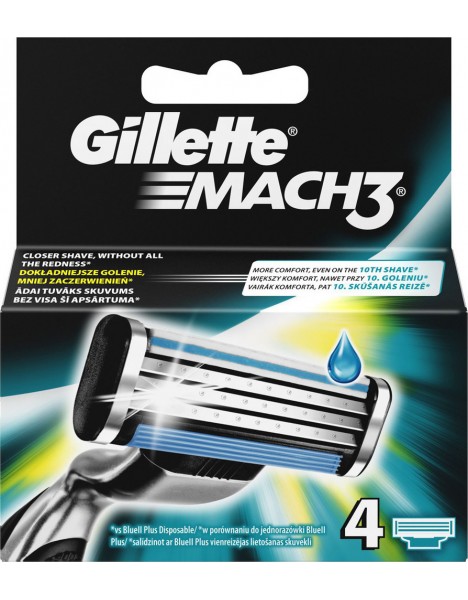 Gillette Ανταλλακτικά Mach 3 με 3 λεπίδες (4 τεμάχια) 